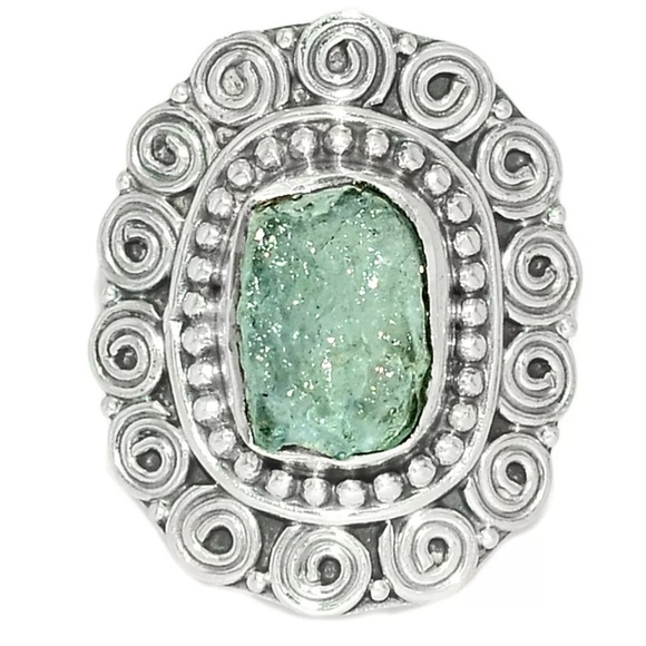Jewelry - Rough natural aquamarine Silver ring size 6